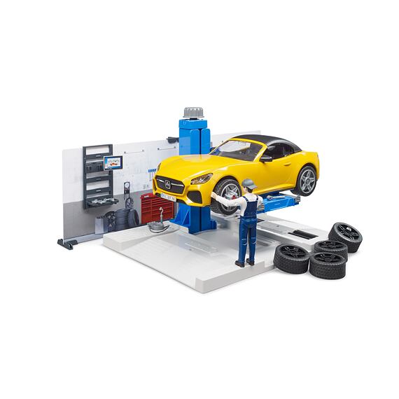 Warsztat samochodowy, roadster i mechanik - Bruder 62110