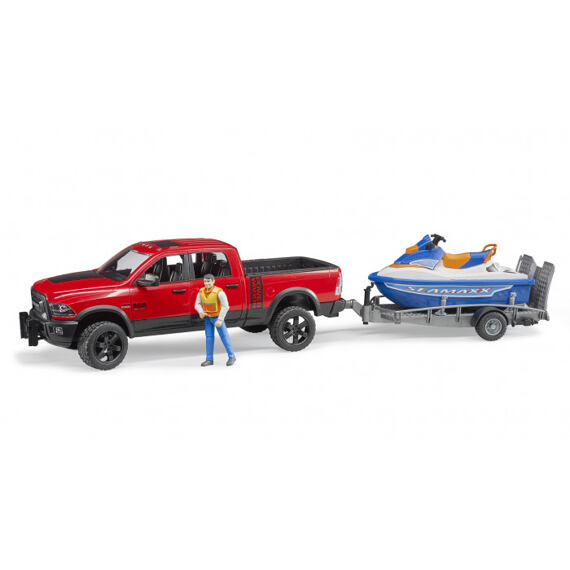 Pick-up RAM 2500 Power Wagon z przyczepą, skuterem wodnym i figurką - Bruder 2503