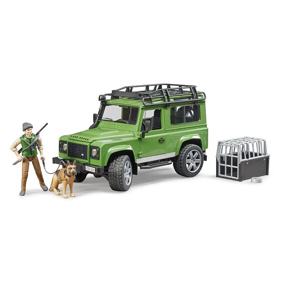 Land Rover Defender z figurką myśliwego i psa - Bruder 2587