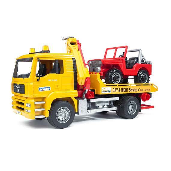 Pomoc drogowa MAN TGA z Jeepem - Bruder 2750
